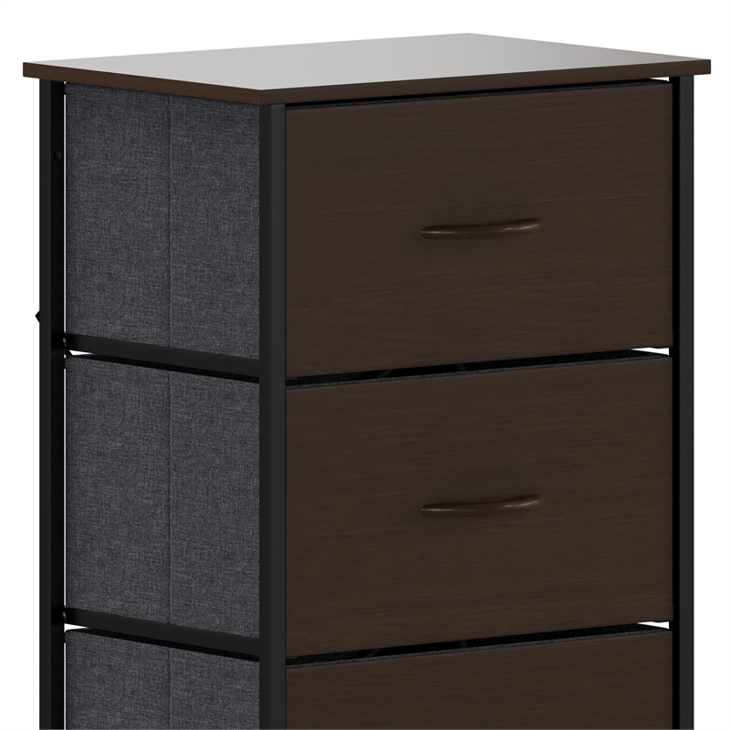 Flash Furniture 4 Drawer Dresser in Brown Wood Top/Black Iron Frame