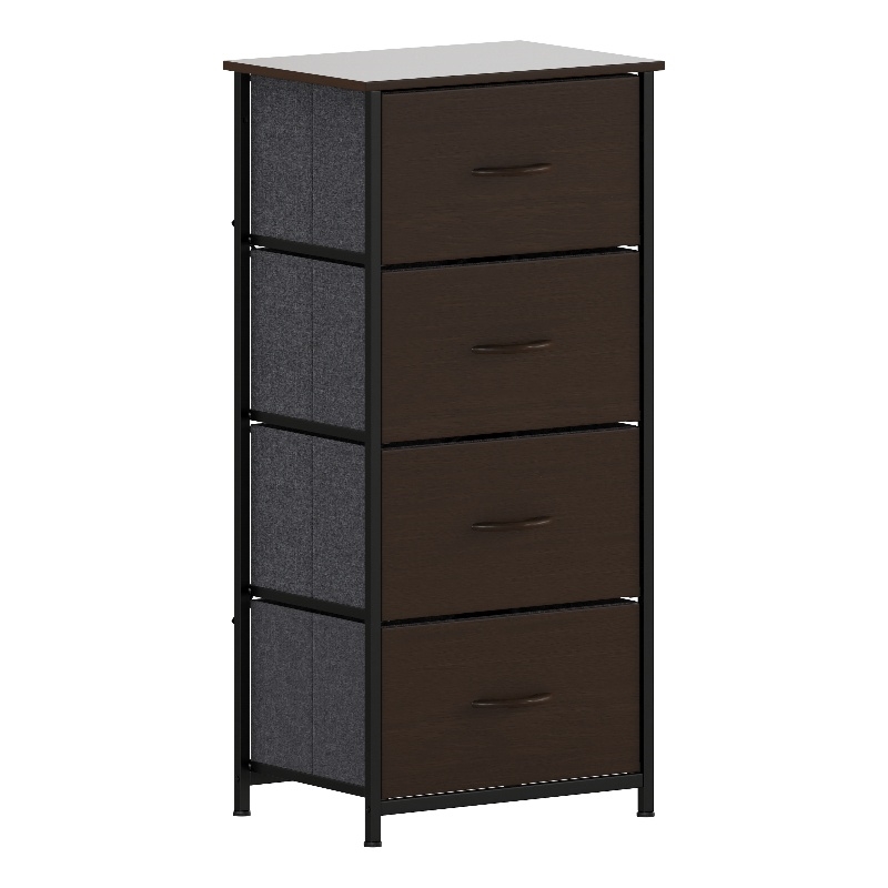 Flash Furniture 4 Drawer Dresser in Brown Wood Top/Black Iron Frame