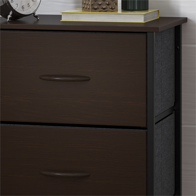 Flash Furniture 4 Drawer Dresser in Brown Wood Top/Black Iron Frame