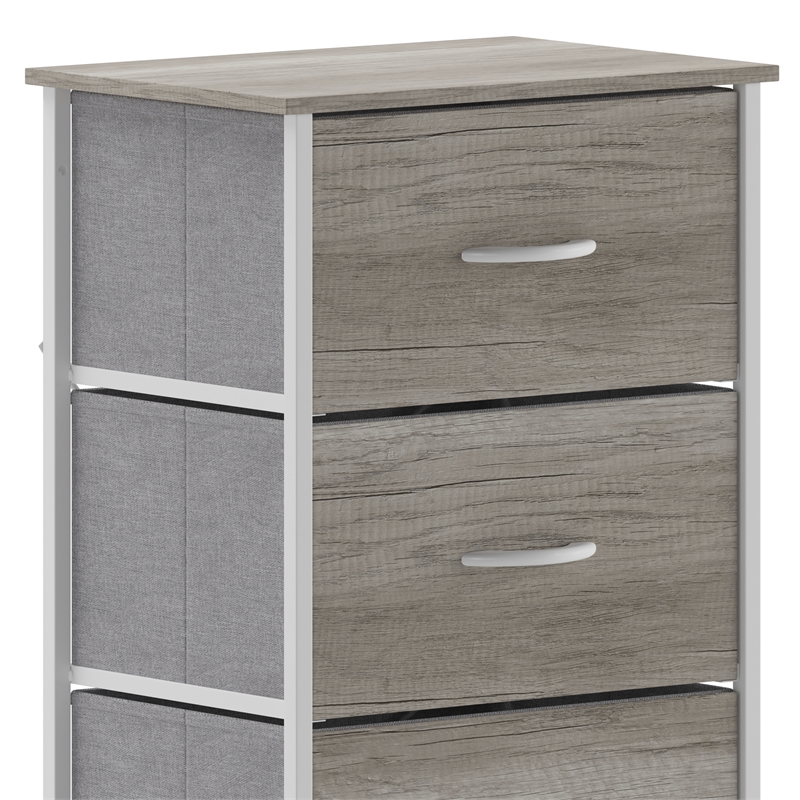 Flash Furniture 4 Drawer Dresser in Natural Wood Top/White Iron Frame