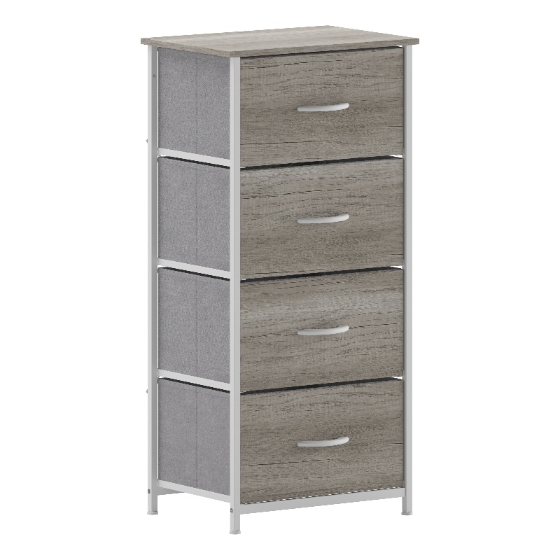 Flash Furniture 4 Drawer Dresser in Natural Wood Top/White Iron Frame