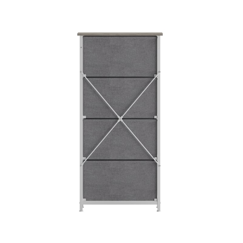 Flash Furniture 4 Drawer Dresser in Natural Wood Top/White Iron Frame