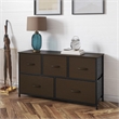 4 Drawer Dresser-Brown Wood Top/Black Iron Frame/Brown Drawers - Brown Handles