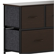 4 Drawer Dresser-Brown Wood Top/Black Iron Frame/Brown Drawers - Brown Handles
