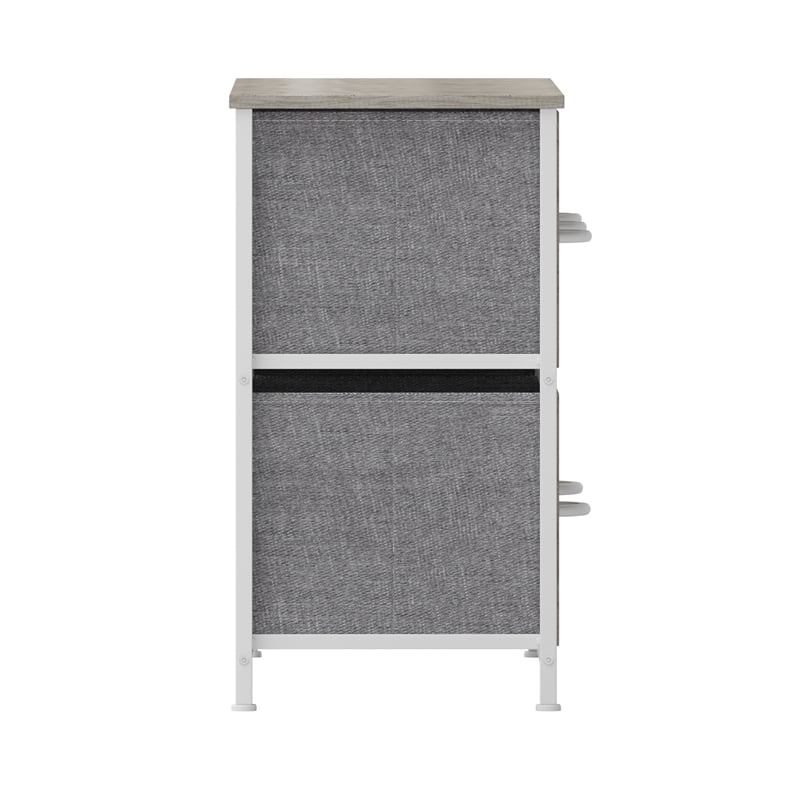 5 Drawer Dresser-Natural Wood Top/White Iron Frame/Natural Drawers-White Handles