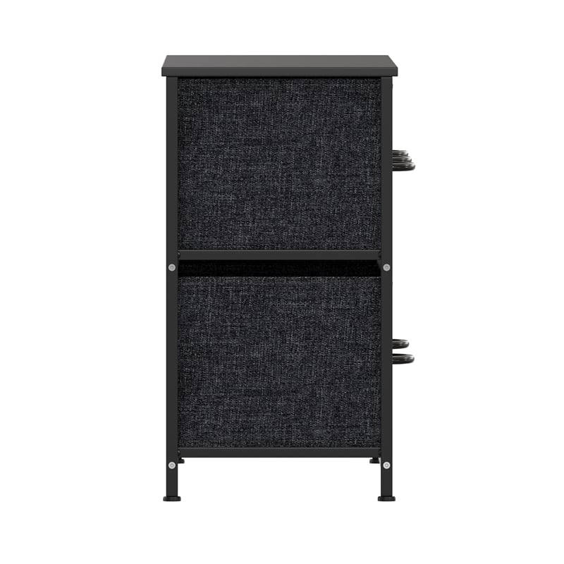 5 Drawer Dresser-Black Wood Top/Black Iron Frame/Black Drawers - Black Handles