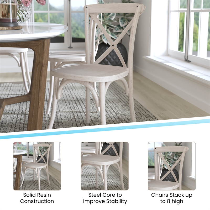 Flash Furniture 2-pack White Resin X-Back Chair