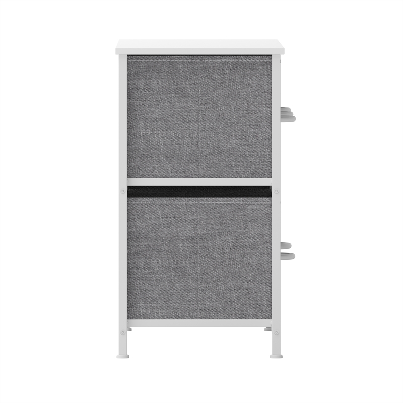 5 Drawer Dresser-White Wood Top/White Iron Frame/Gray Drawers with White Handles