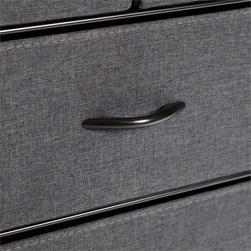 4 Fabric Drawer Nightstand with 2 USB Port/1 Outlet Charging Station in Charc/Bk