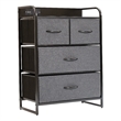 4 Fabric Drawer Nightstand with 2 USB Port/1 Outlet Charging Station in Charc/Bk