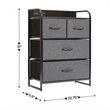 4 Fabric Drawer Nightstand with 2 USB Port/1 Outlet Charging Station in Charc/Bk