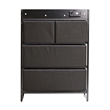 4 Fabric Drawer Nightstand with 2 USB Port/1 Outlet Charging Station in Charc/Bk