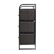 4 Fabric Drawer Nightstand with 2 USB Port/1 Outlet Charging Station in Charc/Bk