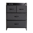 4 Fabric Drawer Nightstand with 2 USB Port/1 Outlet Charging Station in Charc/Bk