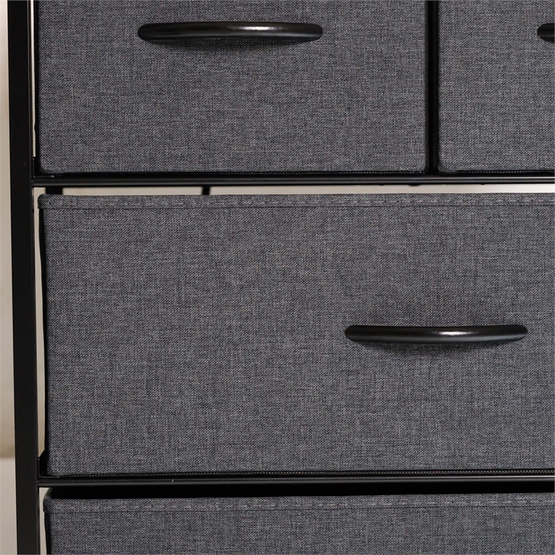 4 Fabric Drawer Nightstand with 2 USB Port/1 Outlet Charging Station in Charc/Bk