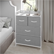 4 Fabric Drawer Nightstand with 2 USB Port/1 Outlet Charging Station in Gray/Wht