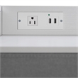 4 Fabric Drawer Nightstand with 2 USB Port/1 Outlet Charging Station in Gray/Wht
