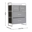 4 Fabric Drawer Nightstand with 2 USB Port/1 Outlet Charging Station in Gray/Wht