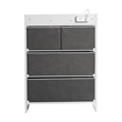 4 Fabric Drawer Nightstand with 2 USB Port/1 Outlet Charging Station in Gray/Wht