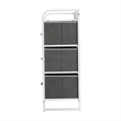 4 Fabric Drawer Nightstand with 2 USB Port/1 Outlet Charging Station in Gray/Wht