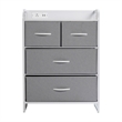 4 Fabric Drawer Nightstand with 2 USB Port/1 Outlet Charging Station in Gray/Wht