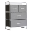 4 Fabric Drawer Nightstand with 2 USB Port/1 Outlet Charging Station in Gray/Wht