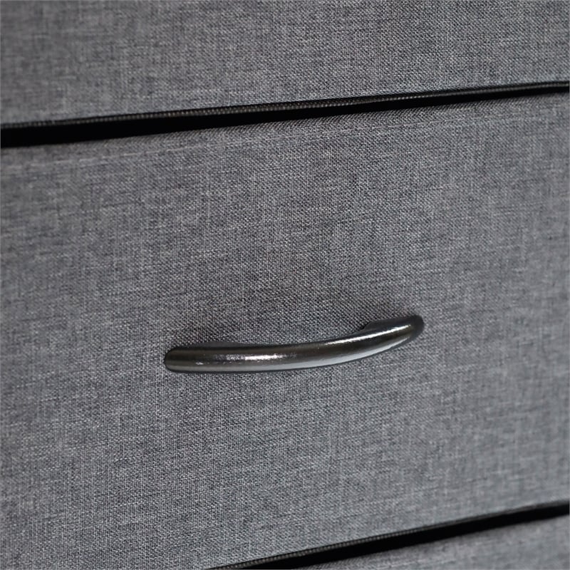 3 Fabric Drawer Nightstand with 2 USB Port/1 Outlet Charging Station in Charc/Bk