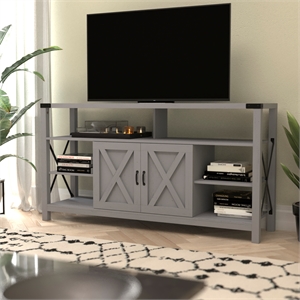 TV Stand for up to 60&quot TV's with Adjustable Shelf and Storage - Coastal Gray