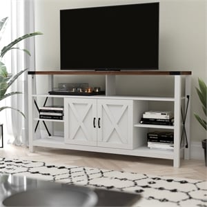 TV Stand for up to 60&quot TV's with Adjustable Shelf and Storage - White/Rustic