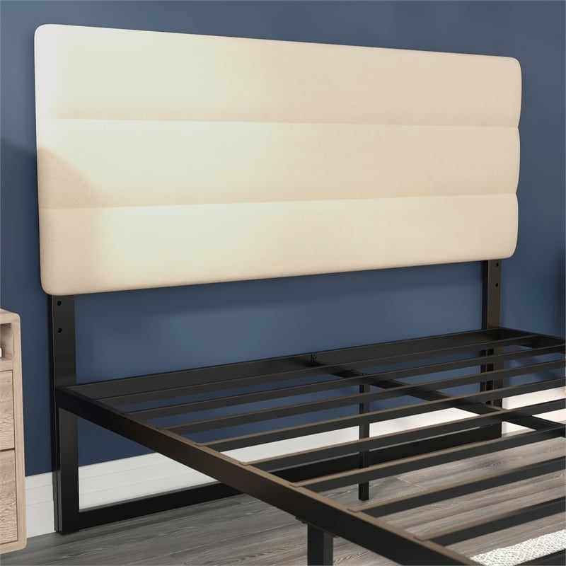 Universal Fit Tufted Upholstered Headboard in Cream Fabric - Queen