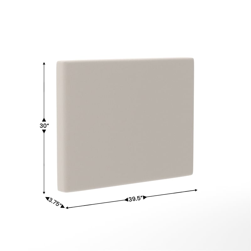 Upholstered Twin Headboard with 2 Power Outlets 1 USB 1 USB-C Port in Beige