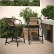 Commercial Indoor-Outdoor Rattan Restaurant Barstool Medium Brown/Black-Set of 2