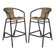 Commercial Indoor-Outdoor Rattan Restaurant Barstool Medium Brown/Black-Set of 2