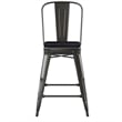 All-Weather Commercial Counter Stool with Removable Back/Poly Seat-Black/Black