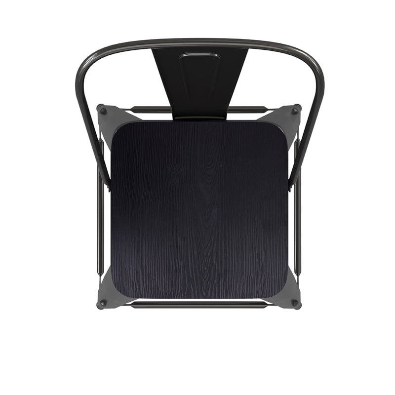 All-Weather Commercial Counter Stool with Removable Back/Poly Seat-Black/Black
