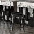 All-Weather Commercial Counter Stool with Removable Back/Poly Seat-Black/Black