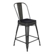 All-Weather Commercial Counter Stool with Removable Back/Poly Seat-Black/Black