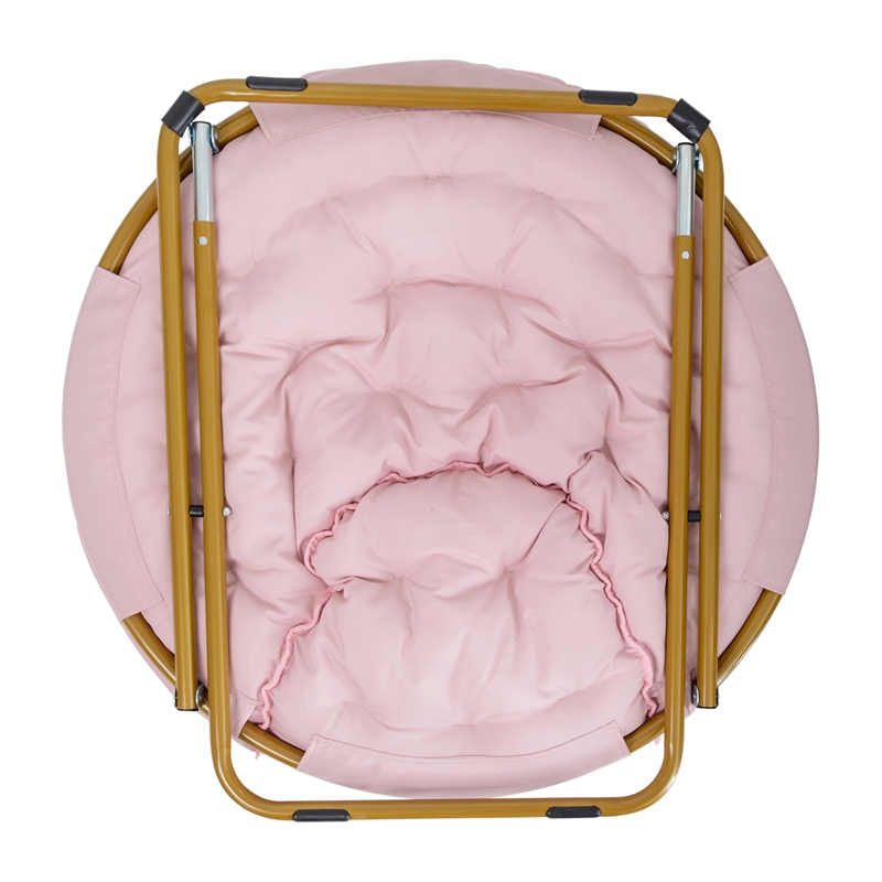 Folding XL Faux Fur Saucer Chair for Dorm or Bedroom - Blush/Soft Gold