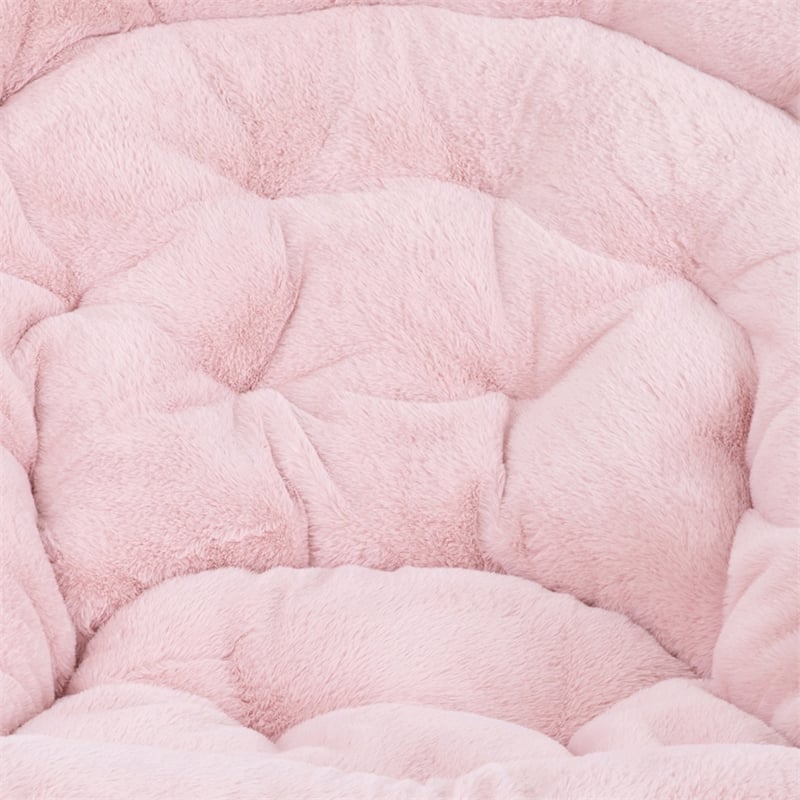 Folding XL Faux Fur Saucer Chair for Dorm or Bedroom - Blush/Soft Gold