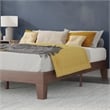 Wood Platform Bed with 14 Wooden Support Slats in Walnut - Queen