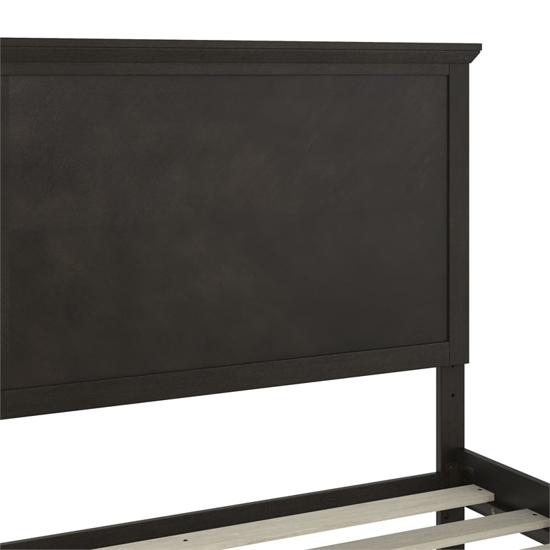 Solid Wood King Platform Bed Frame with Headboard and Footboard in Dark Gray