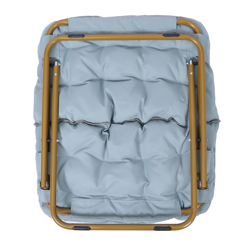 Folding Faux Fur Oversized Saucer Chair with Steel Frame - Dusty Aqua/Soft Gold