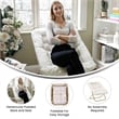Folding Faux Shearling Oversized Saucer Chair with Steel Frame - Ivory/Soft Gold