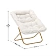 Folding Faux Shearling Oversized Saucer Chair with Steel Frame - Ivory/Soft Gold