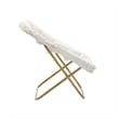 Folding Faux Shearling Oversized Saucer Chair with Steel Frame - Ivory/Soft Gold