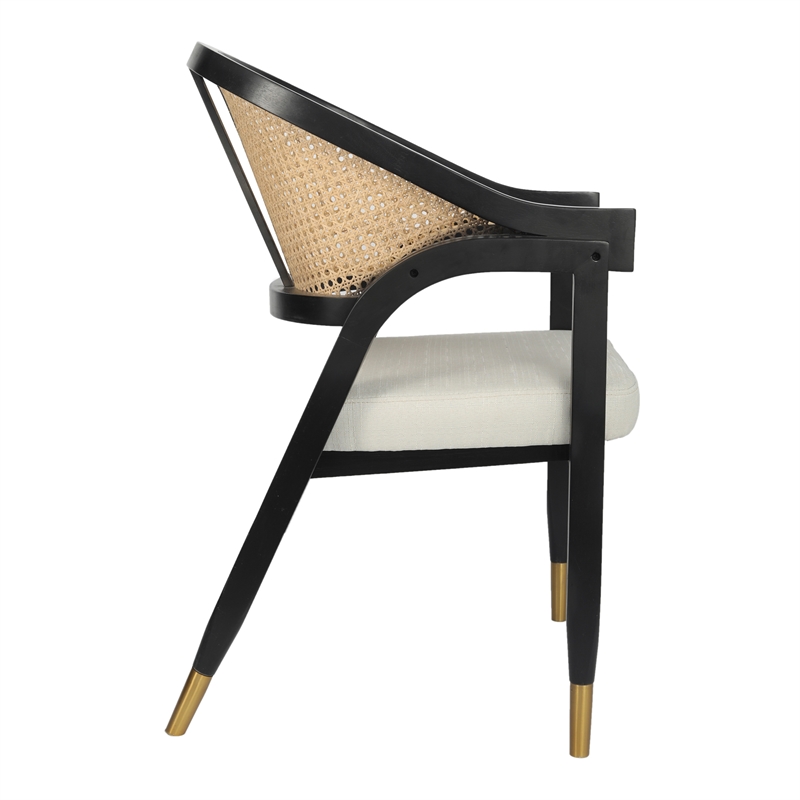 Commercial Grade Cane Rattan Dining Chair with Padded Seat - Natural/Black