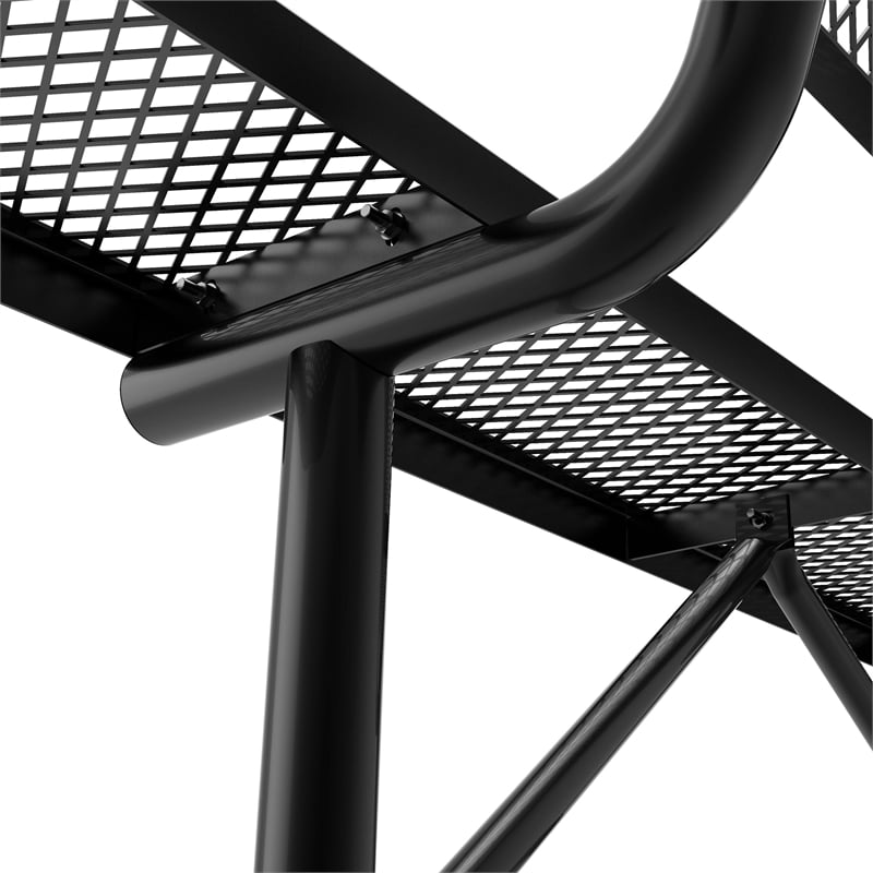 Commercial Grade 6' Expanded Mesh Metal Outdoor Bench with Backrest in Black