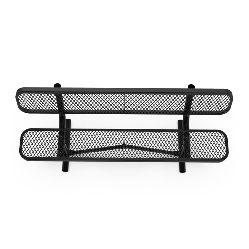 Commercial Grade 6' Expanded Mesh Metal Outdoor Bench with Backrest in Black