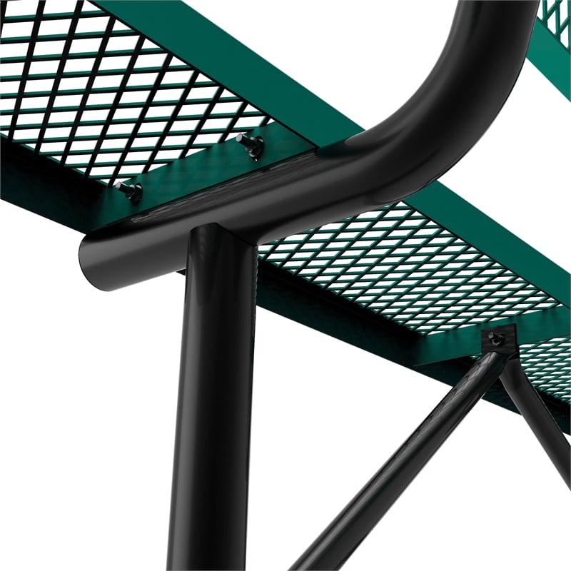 Commercial Grade 6' Expanded Mesh Metal Outdoor Bench with Backrest in Green