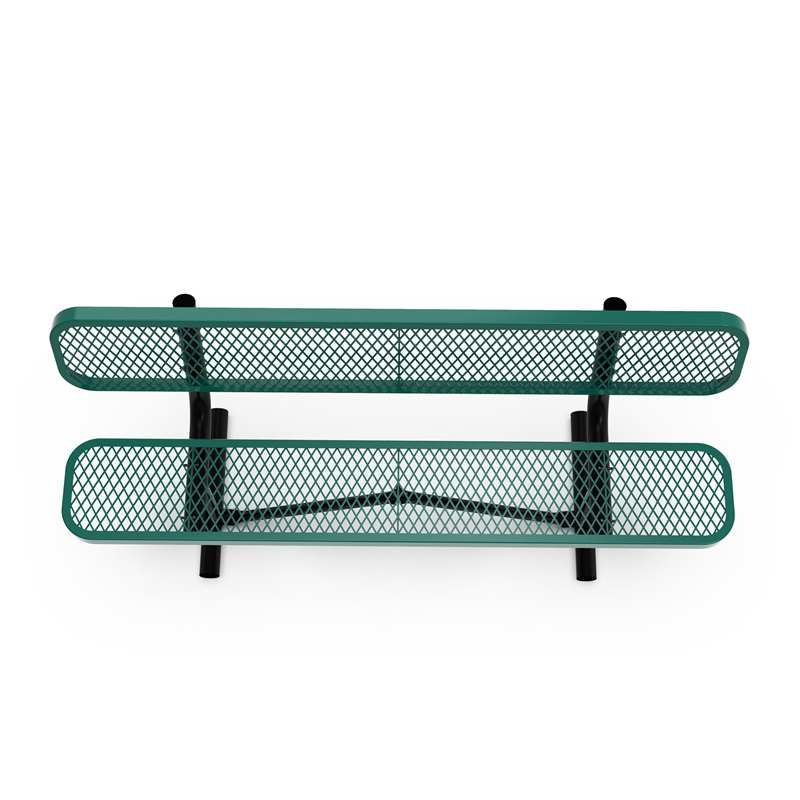 Commercial Grade 6' Expanded Mesh Metal Outdoor Bench with Backrest in Green